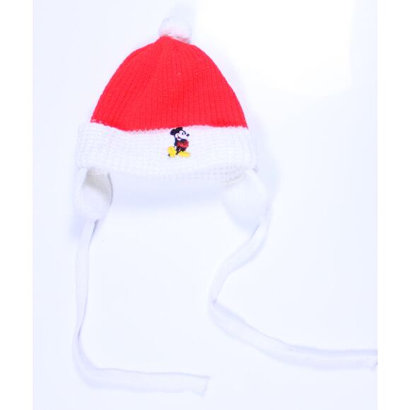 Vintage Disney Baby Toddler beanie knit Mickey red pom pom cap 70s 80s 90s - Picture 2 of 4
